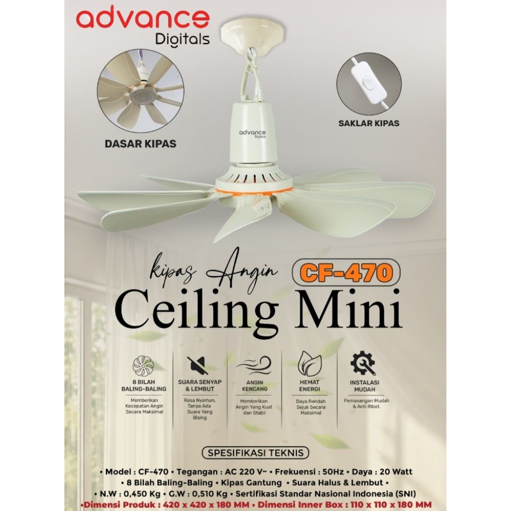 ADVANCE KIPAS ANGIN CEILING FAN MINI CF-470