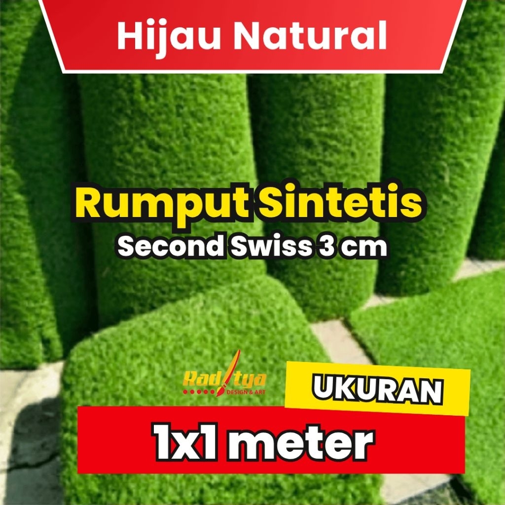 Karpet Rumput Murah Sintetis Second Tipe Swiss 3cm 1x1 meter  Dari RDA Official