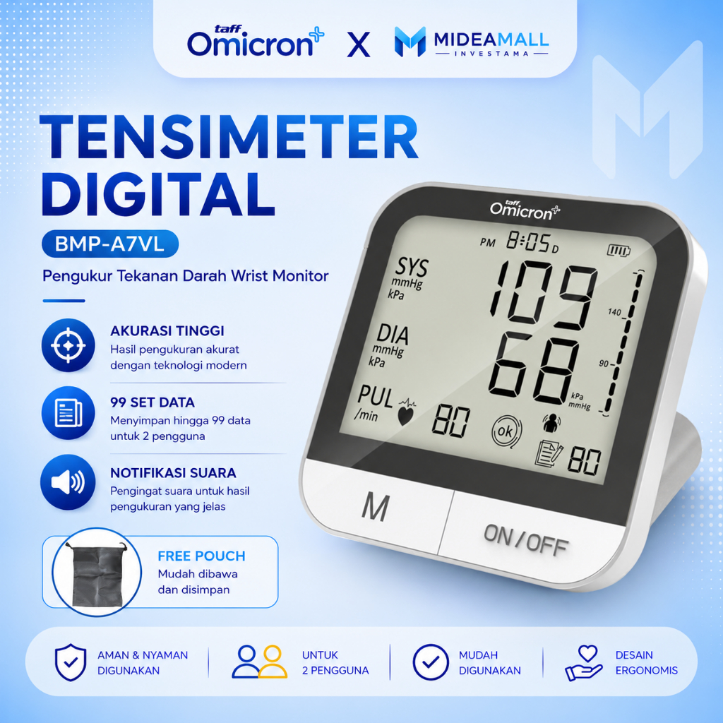 TaffOmicron Tensimeter Digital Pengukur Tekanan Darah English Voice - BMP-A7VL