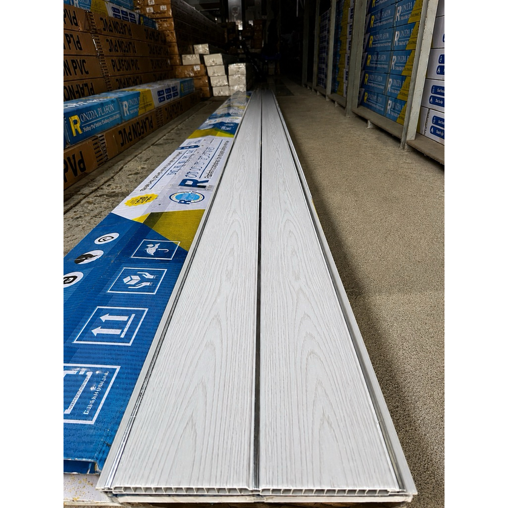 plafon pvc serat kayu putih glossy S612 perdus