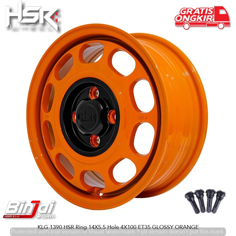 Velg Hsr Wheel KLG 1390 HSR R14X55 H4X100 ET35 GLOSSY ORANGE - Berkualitas Mantap