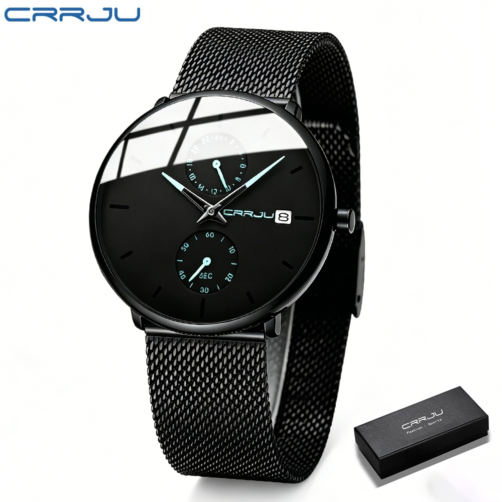 CRRJU Jam Tangan Pria Wanita Anti Air Fashion Keren Quartz Jala Baja Kuarsa Tahan ​Ultra-tipis Jam C