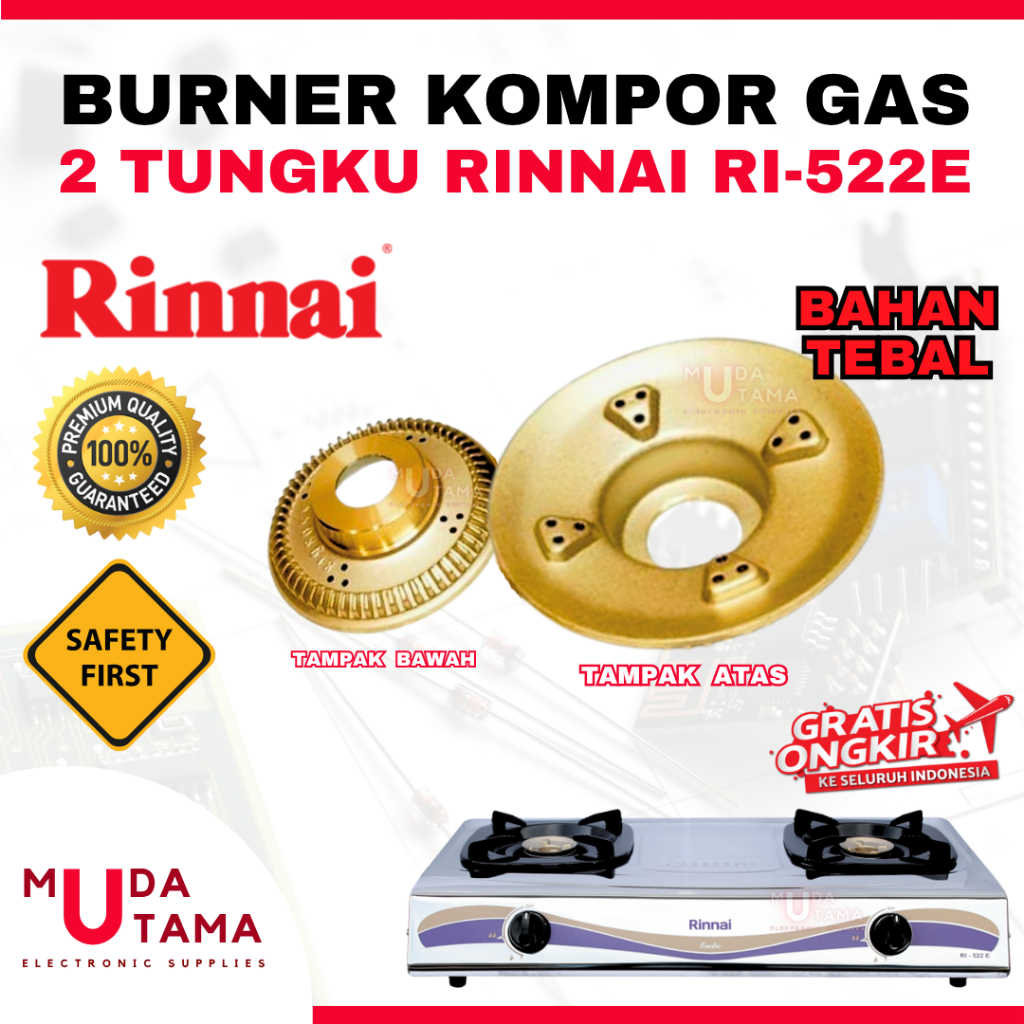 Burner Kompor Gas RINNAI RI-522E - Kuningan Kompor Gas RINNAI RI-522E - Sparepart Kompor Gas RINNAI 