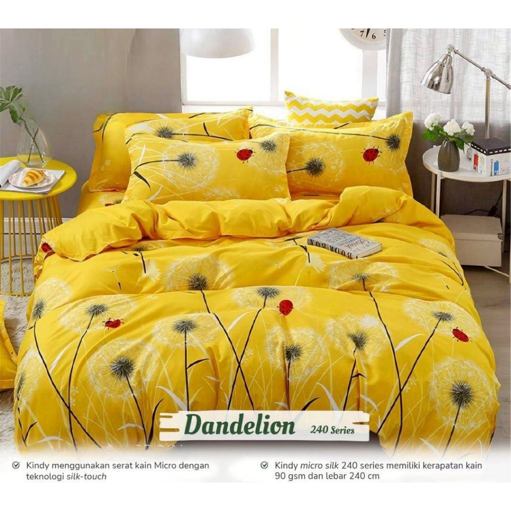 sprei anti geser sprei custom microsilk motif dandelion kuning full motif