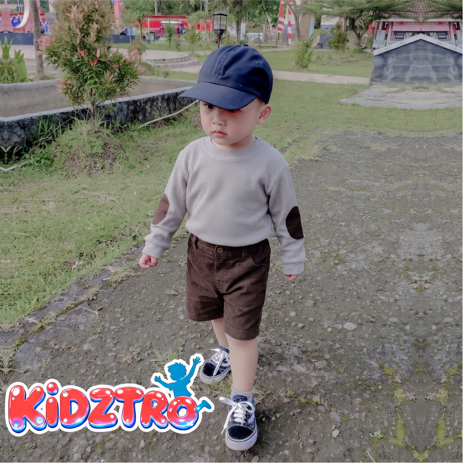 Setelan Baju Anak Laki Laki Sweater COWOK Keren Umur 1 - 7 tahun Bahan Waffle Uniqlo Warna Cokelat