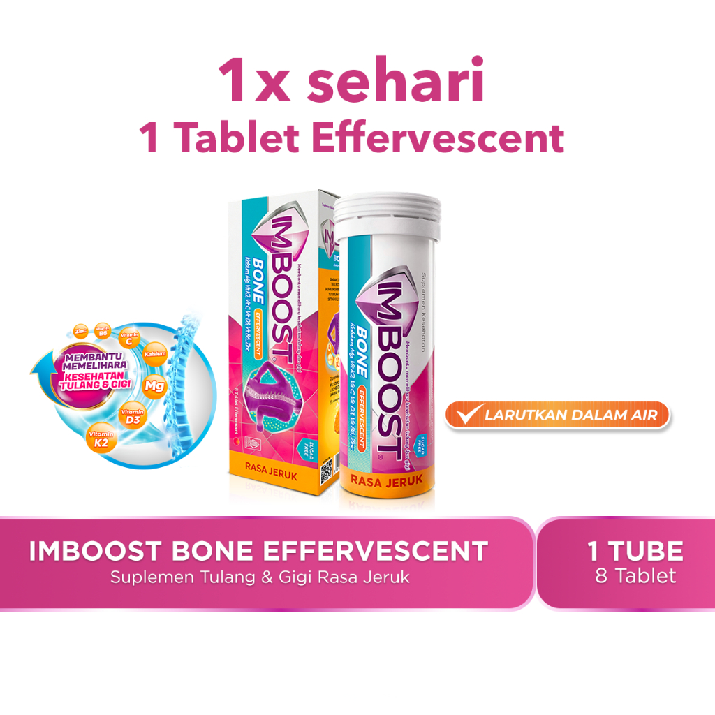 Imboost Bone Effervescent Suplemen Tulang dan Gigi Rasa Jeruk @8 Tablet