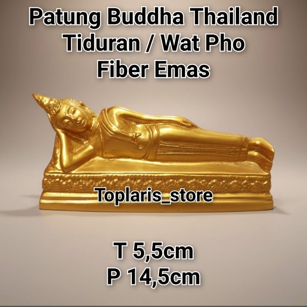 Patung Buddha Thailand Tidur Fiber Emas
