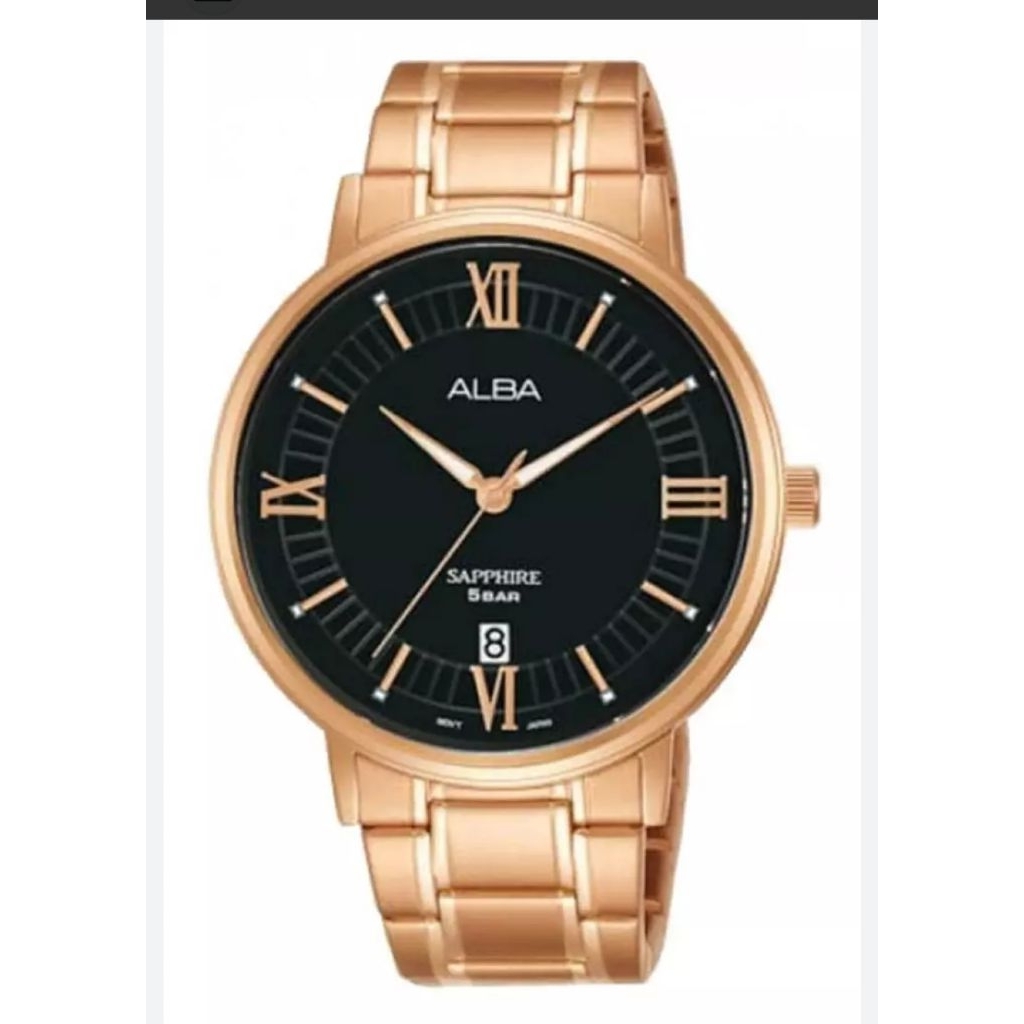 Jam Tangan Pria Alba Original AS9L58X1 Strap Stainless Steel Rose Gold Angka Romawi Rosegold