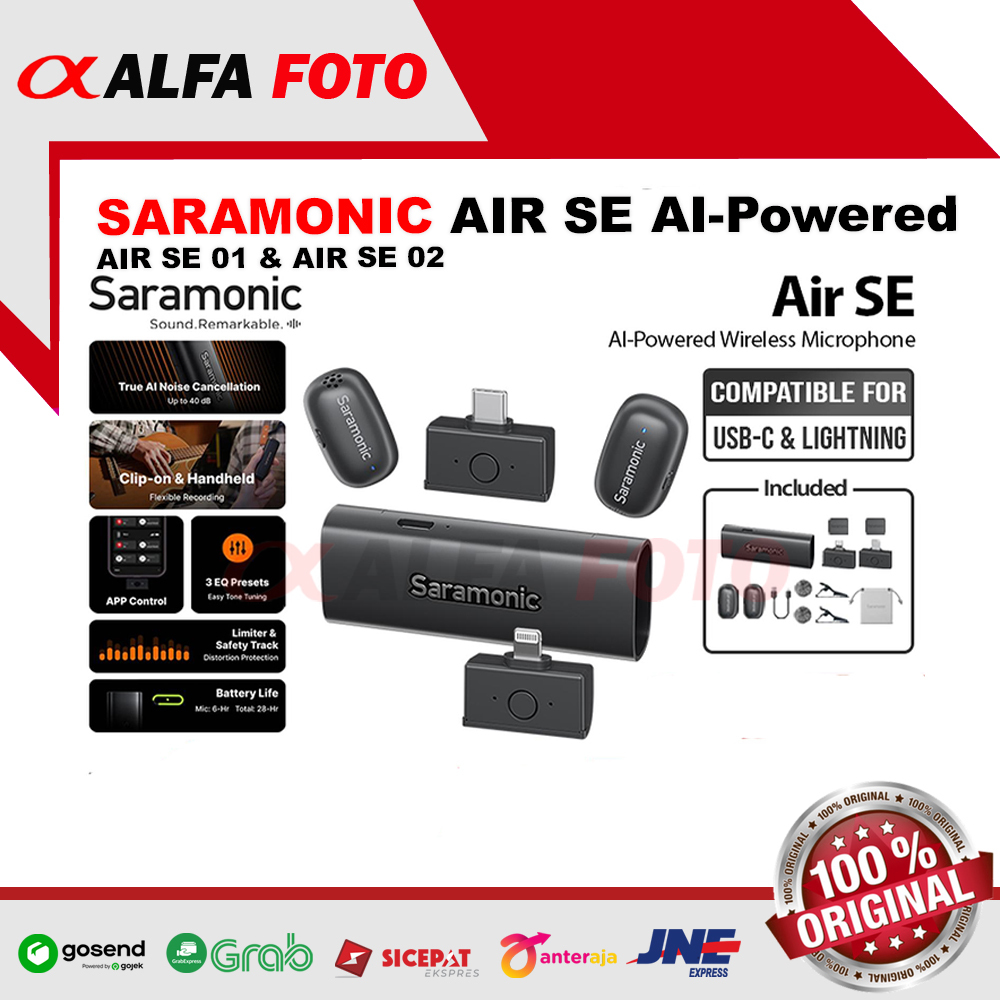 SARAMONIC AIR SE AI-Powered Clip-On & Handheld Dual Wireless Microphone for Smartphone HP Mic Wirele