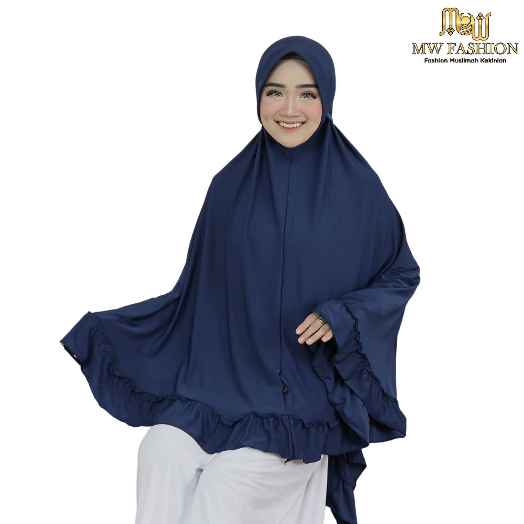 MAWADDAH Jilbab Syari Super Jumbo Rempel Model Pinguin Bahan Jersey (Pet Tali Rempel)
