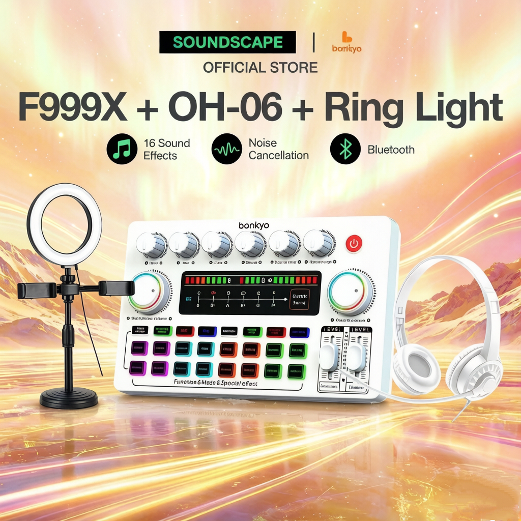 Soundscape bonkyo COD Soundcard F999X+OH06+Lampu  Profesional 5V LED Touchscreen Efek Terbaru untuk 