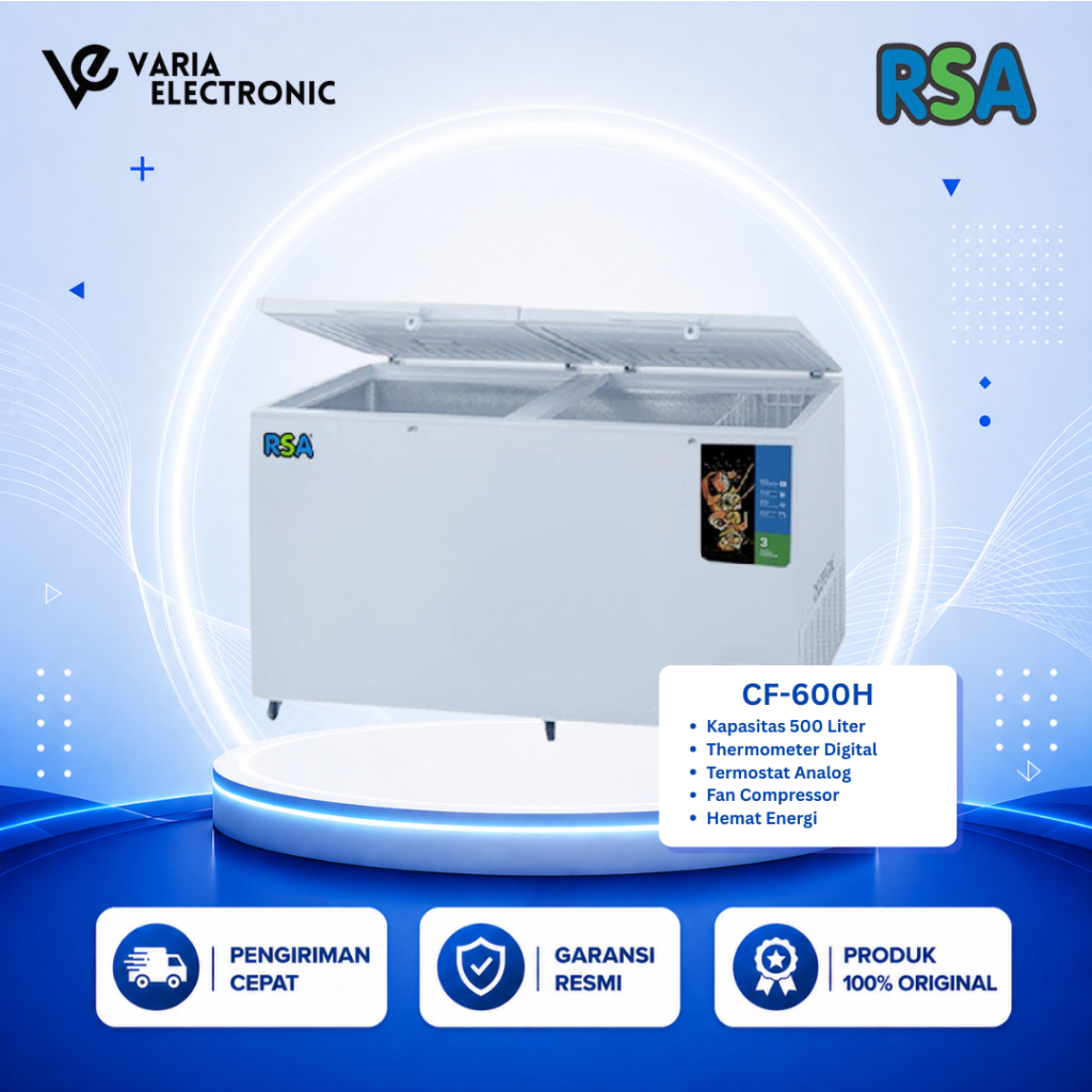 RSA CF-600H 500 Liter Chest Freezer Box 2 Pintu