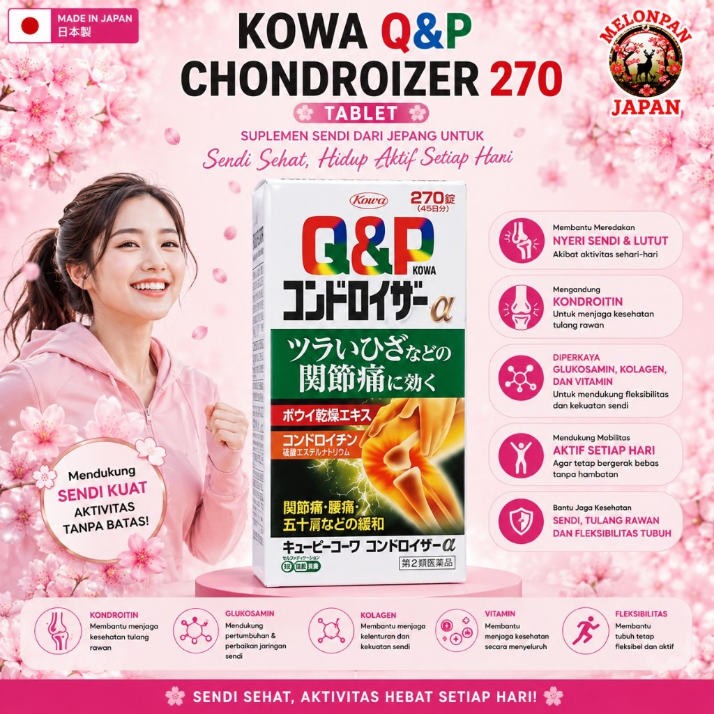 Kowa Q&P Chondroitin 270 Tablets Japan | Suplemen Sendi Lutut | Obat Nyeri Sendi & Tulang