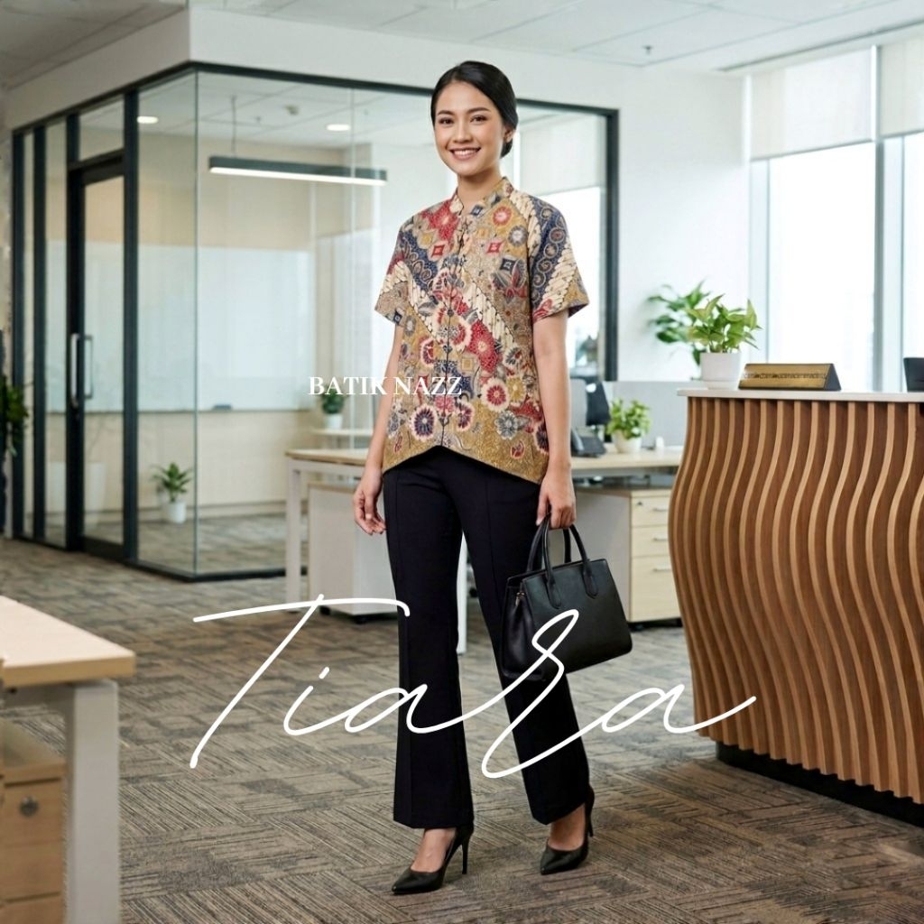 Batik Wanita Modern Kerah Shanghai - Tiara blouse