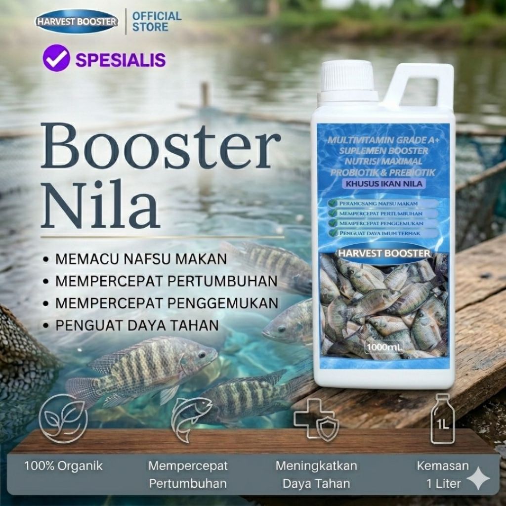 BOOSTER Vitamin Ikan Nila agar cepat besar , Vitamin Probiotik Ikan Nila, Vitamin booster ikan Nila 
