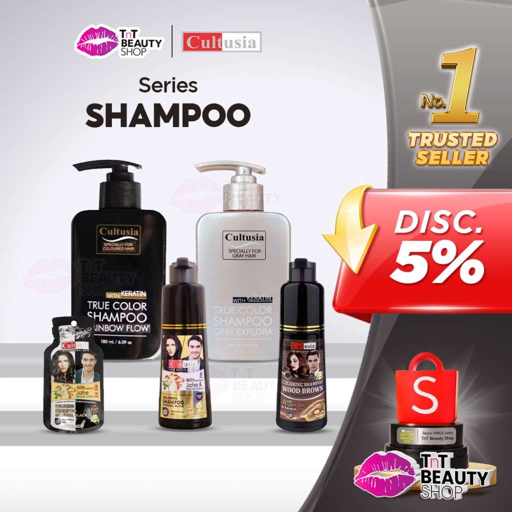 Cultusia Semir Rambut Instan shampo 160ML Cultusia Shampoo Original Black, Wood Brwon | Cultusia Tru
