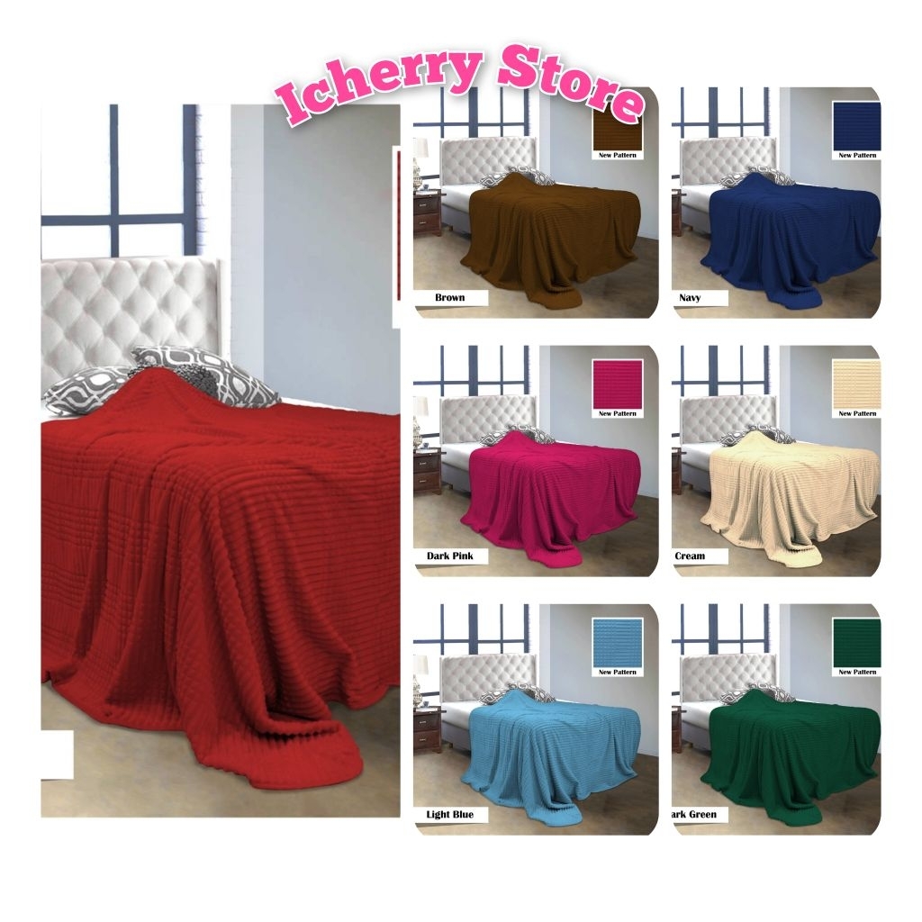 Blanket Selimut Vallery Quincy Luxury 160x200 Warna Polos Emboss Dewasa