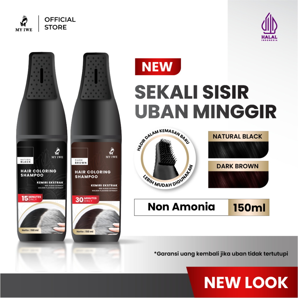 [NEW LAUNCH] Myiwe Hair Coloring Shampoo Sisir Penghilang Uban / Shampoo Penghitam Rambut Uban / Sha