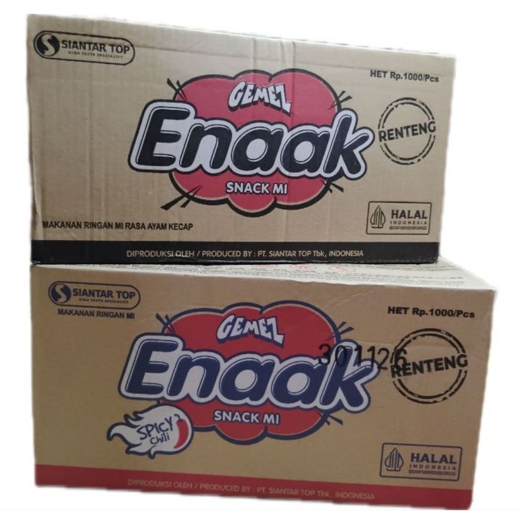 1Dus Gemez Enaak Snack Mi Rasa Spicy Chili & Rasa Ayam Kecap Isi 80pcs