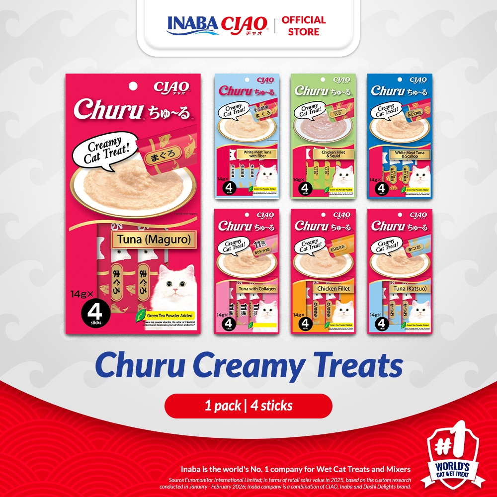 INABA CIAO Churu Creamy Treats Tuna (Maguro) 4 Pcs Snack Kucing