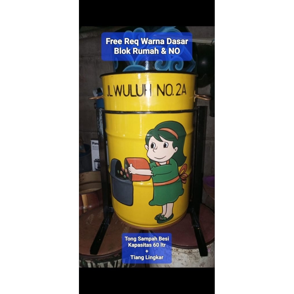 Tong Samapah Lukis / Tong sampah Costum / Tong Sampah Besi / Tong Sampah Cantik / Tong Sampah Lucu /
