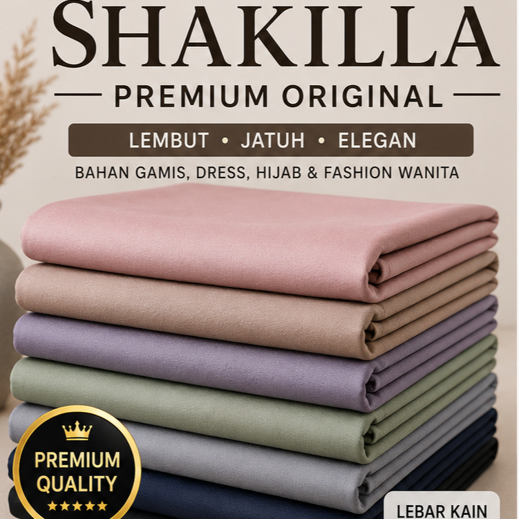 Kain Shakilla Premium Original – Kain Polos Premium Bahan Gamis, Dress, Hijab & Fashion Wanita Lembu