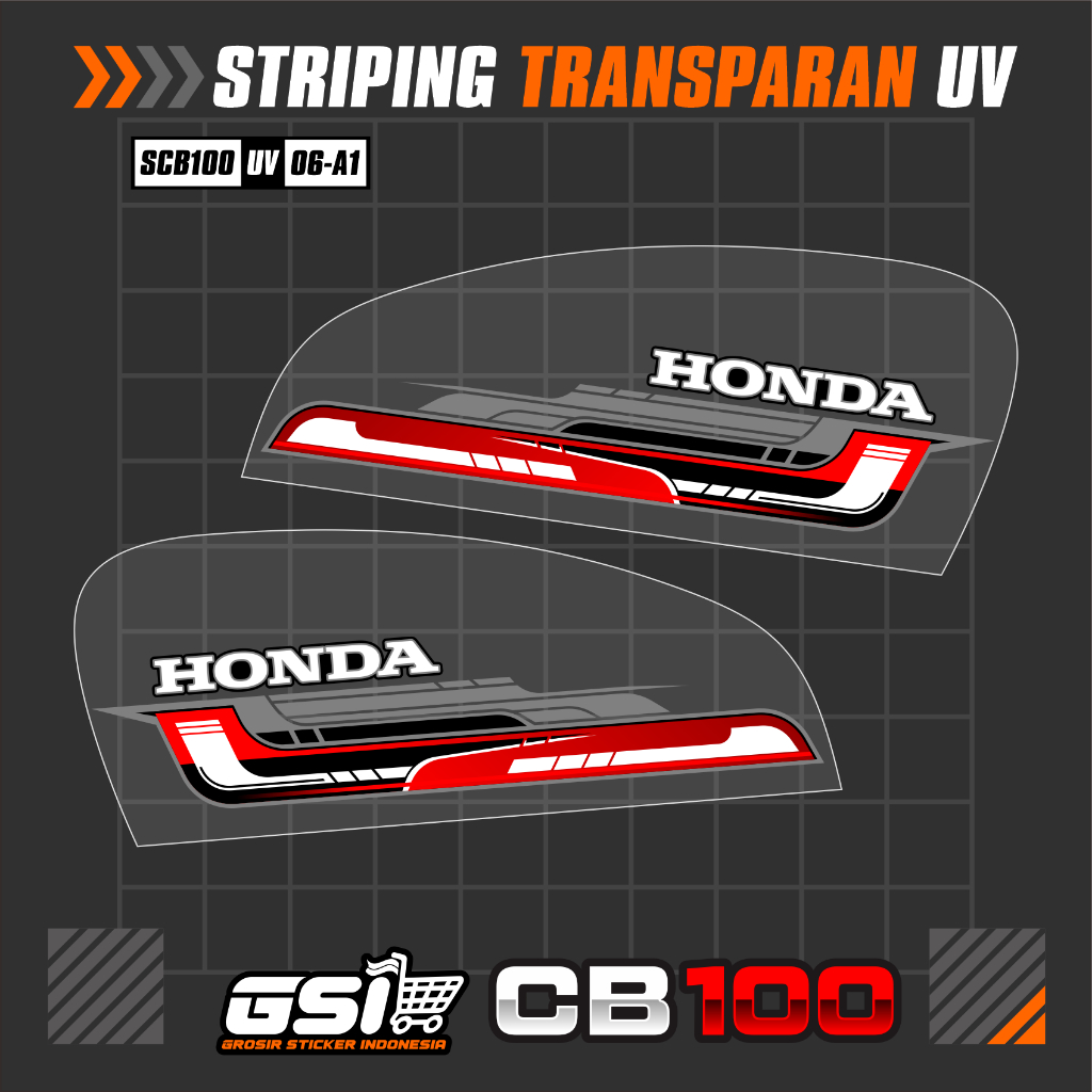 STIKER STRIPING UV TRANSPARAN CB 100 MOTIF LIS SIMPLE ELEGAN - STIKER STRIPING CB 100 BISA CUSTOM - 