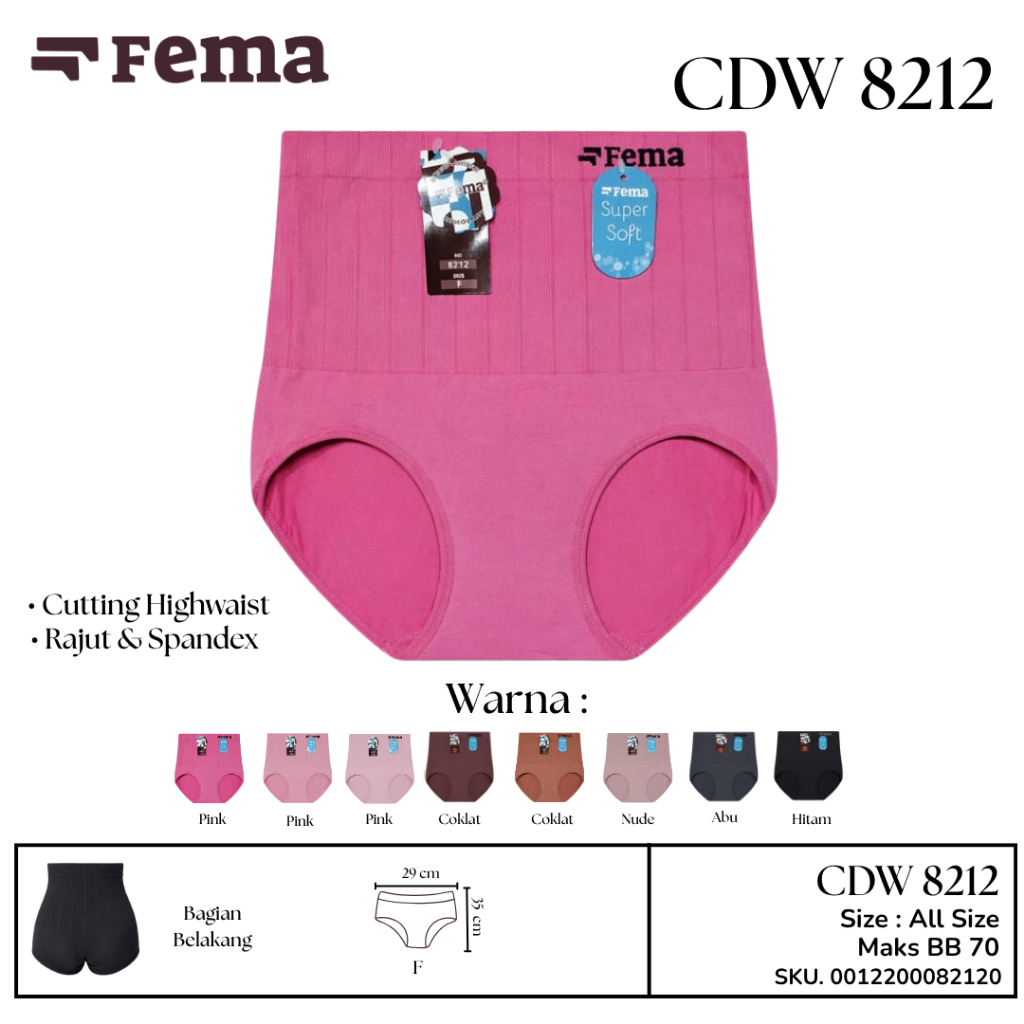 FEMA Official 1 pcs Semi Korset CD Wanita 8212 Fema Rajut Highwaist Menutupi Lemak Perut
