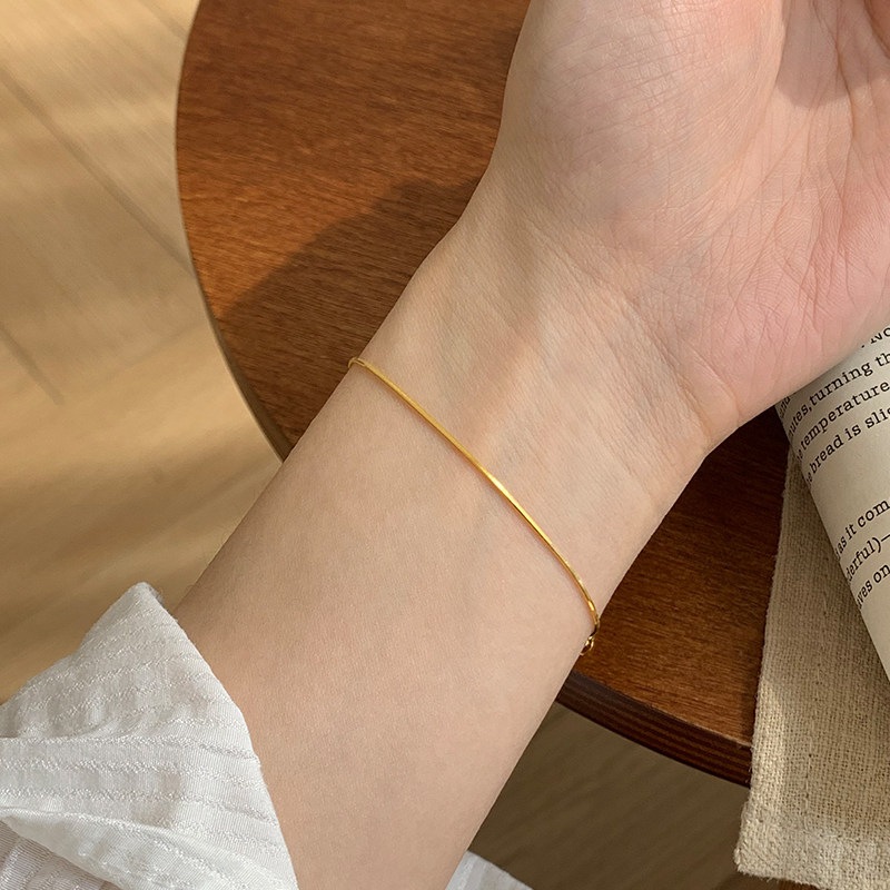 Gelang Tangan Wanita Gelang Kecil Tipis Mirip Gelang Emas Asli Gelang Cewek Estetik Anti Karat S150