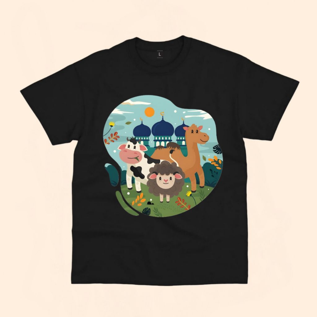 Kaos anak gambar hewan Kambing kurban  free cetak nama