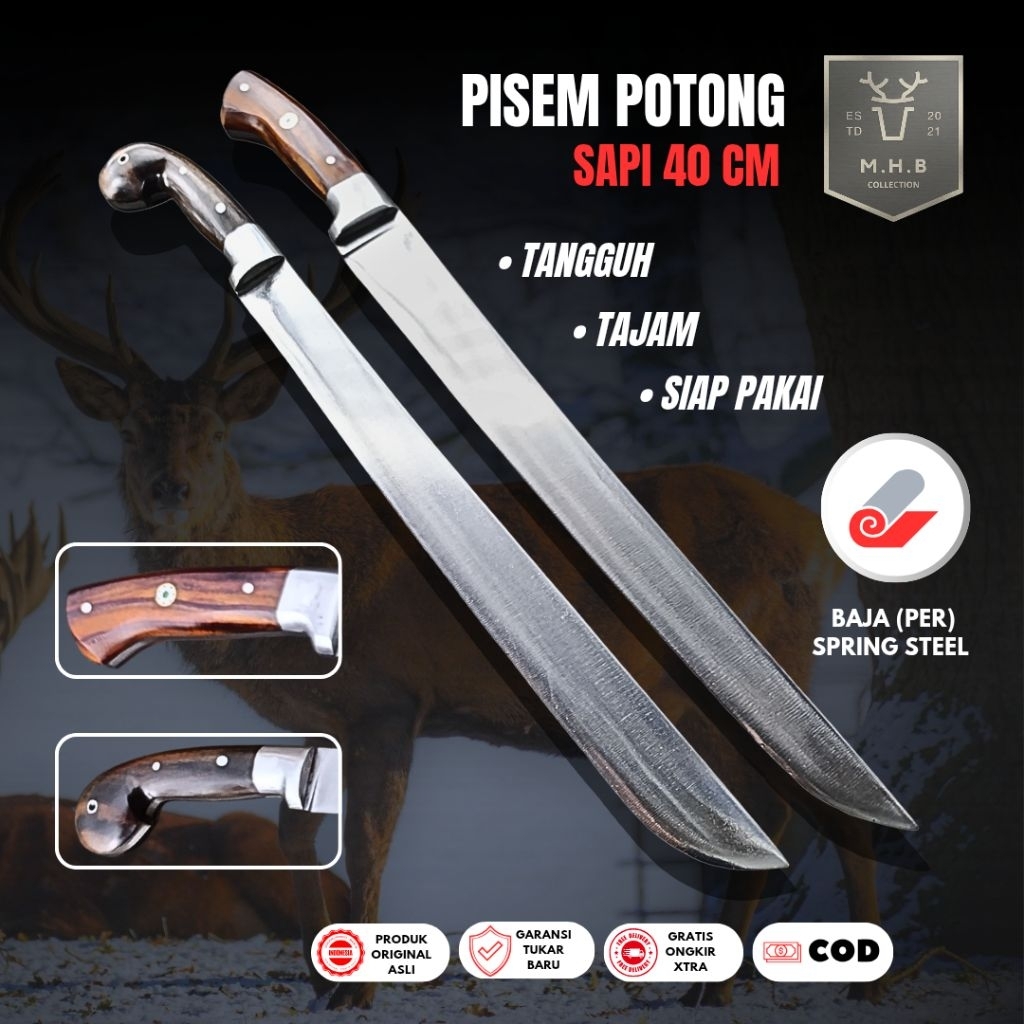 MHB_Collection | Pisem Sembelih Sapi Limousin Pb 40cm | Pisau Daging Panjang Presisi | Pisau Sembeli