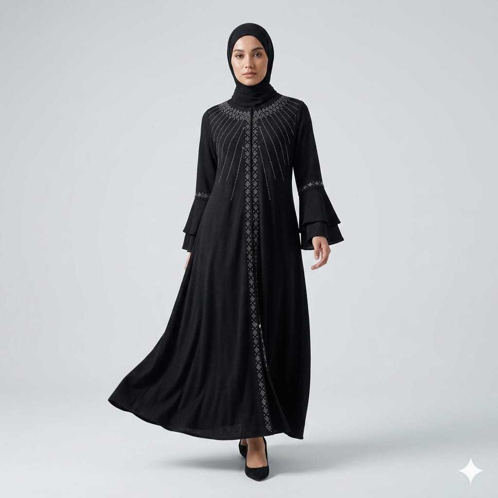 Abaya Gamis Muslim Sabrina Premium Anti UV Lembut Jatuh Trand Baju Lebaran Mewah Syari Busui Friendl