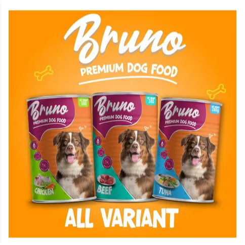 Bruno Dog Kaleng 380gr Makanan Basah Anjing Premium Dog Food / Mr.Bruno Dog Food