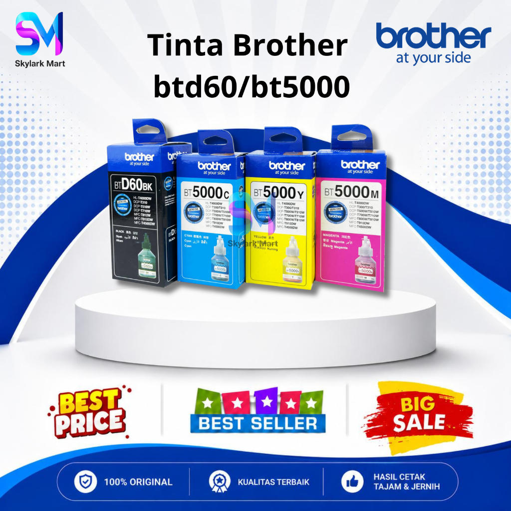 Tinta Brother BTD60 BT5000 Original Untuk Printer DCP-T310 DCP-T510W DCP-T710W