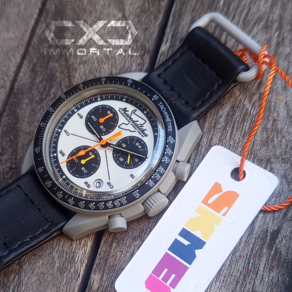 skmei 1982 custom mandalika panda chronograph aktif quartz sweep