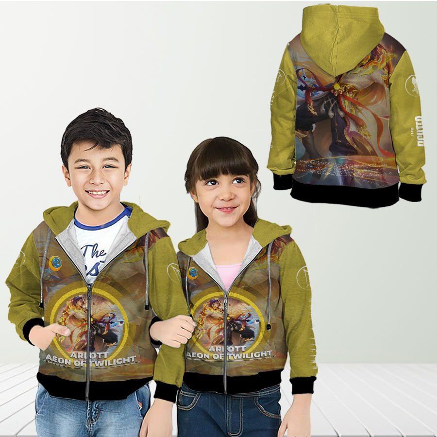 Jaket Hoodie Zipper Anak Hero ARLOTT Aeon Of Twillight Mobile Legend ML Custom Full Printing