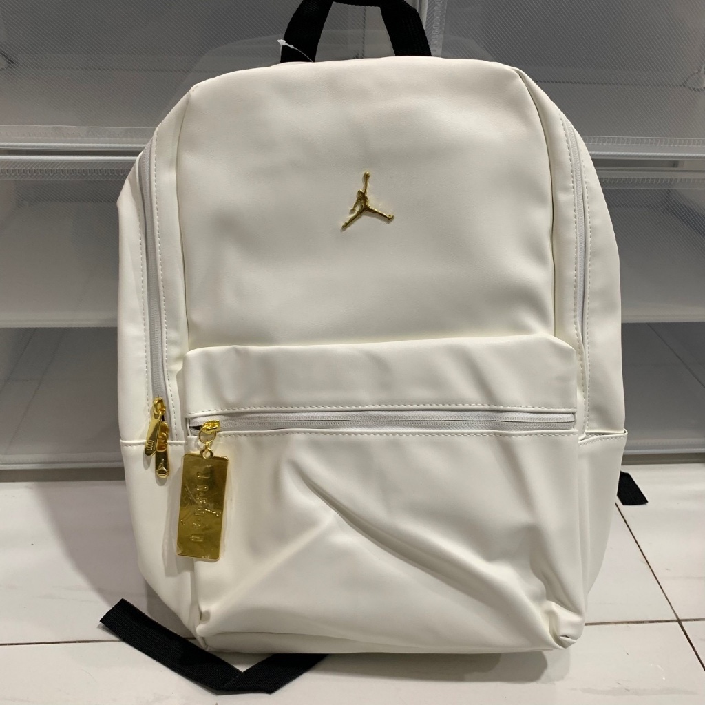 TAS RANSEL JORDAN RETRO 14 LEATHER ORIGINAL WHITE BACKPACK / RANSEL PRIA WANITA / WATER PROOF