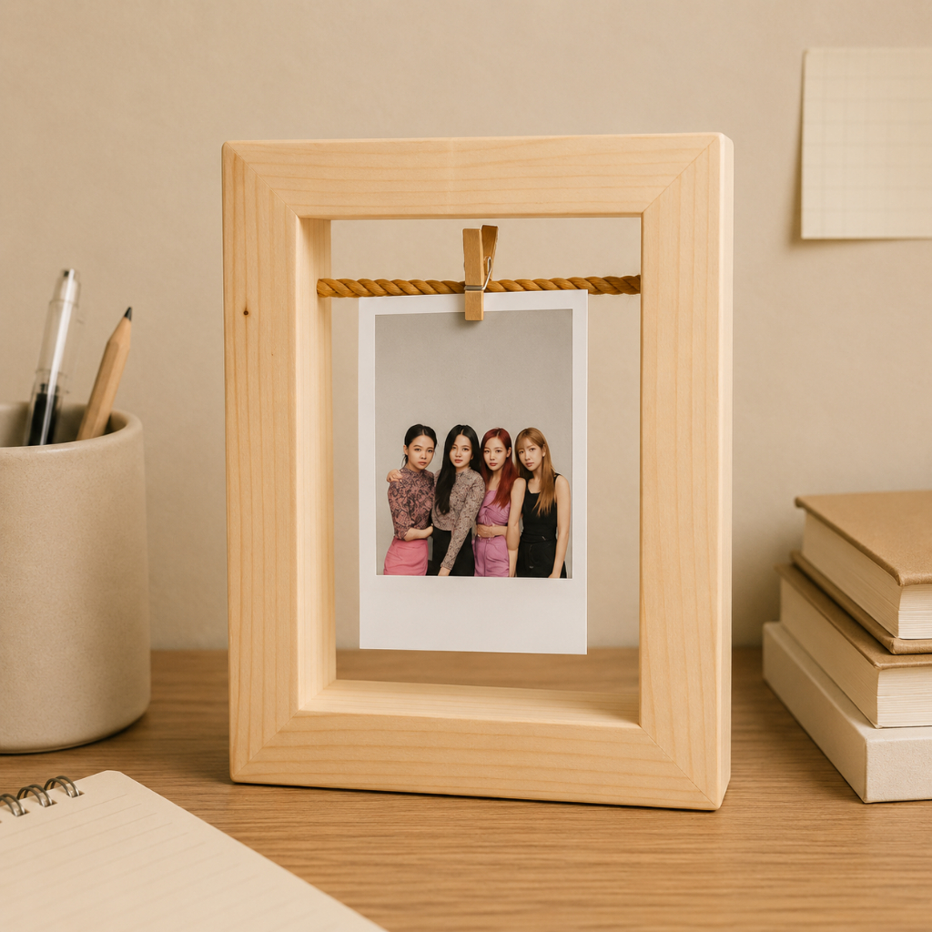 Bingkai Foto Kayu Jati Belanda Handmade Estetik Minimalis Dekor Meja Belajar & Kamar