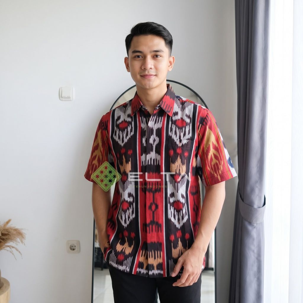 elta tenun kemeja pria tenun etnik couple motif dan blazer wanita couple