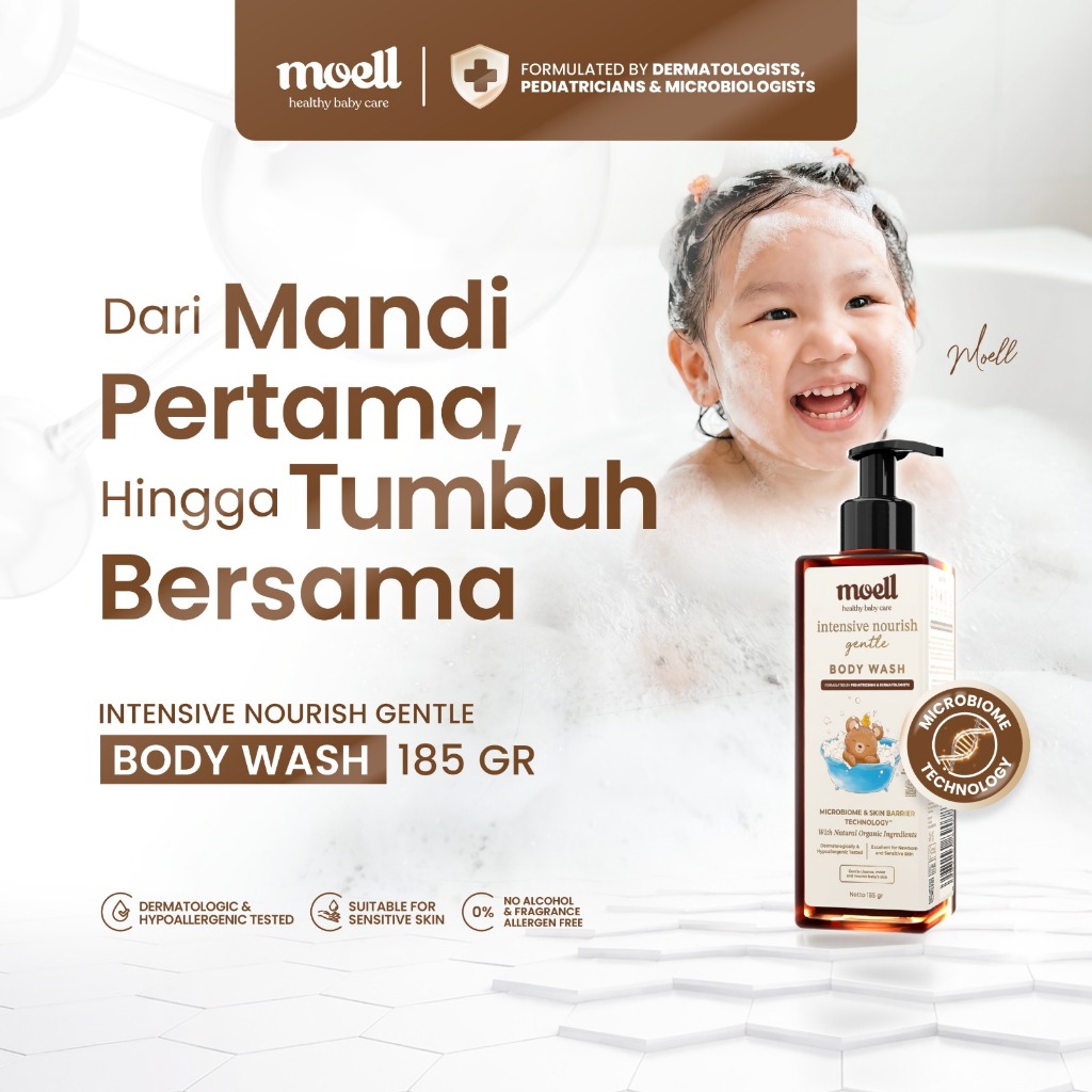 Moell Intensive Nourish Gentle Body Wash Bayi Anak 185gr Kulit Kering dan Sensitif - Sabun Mandi Tan