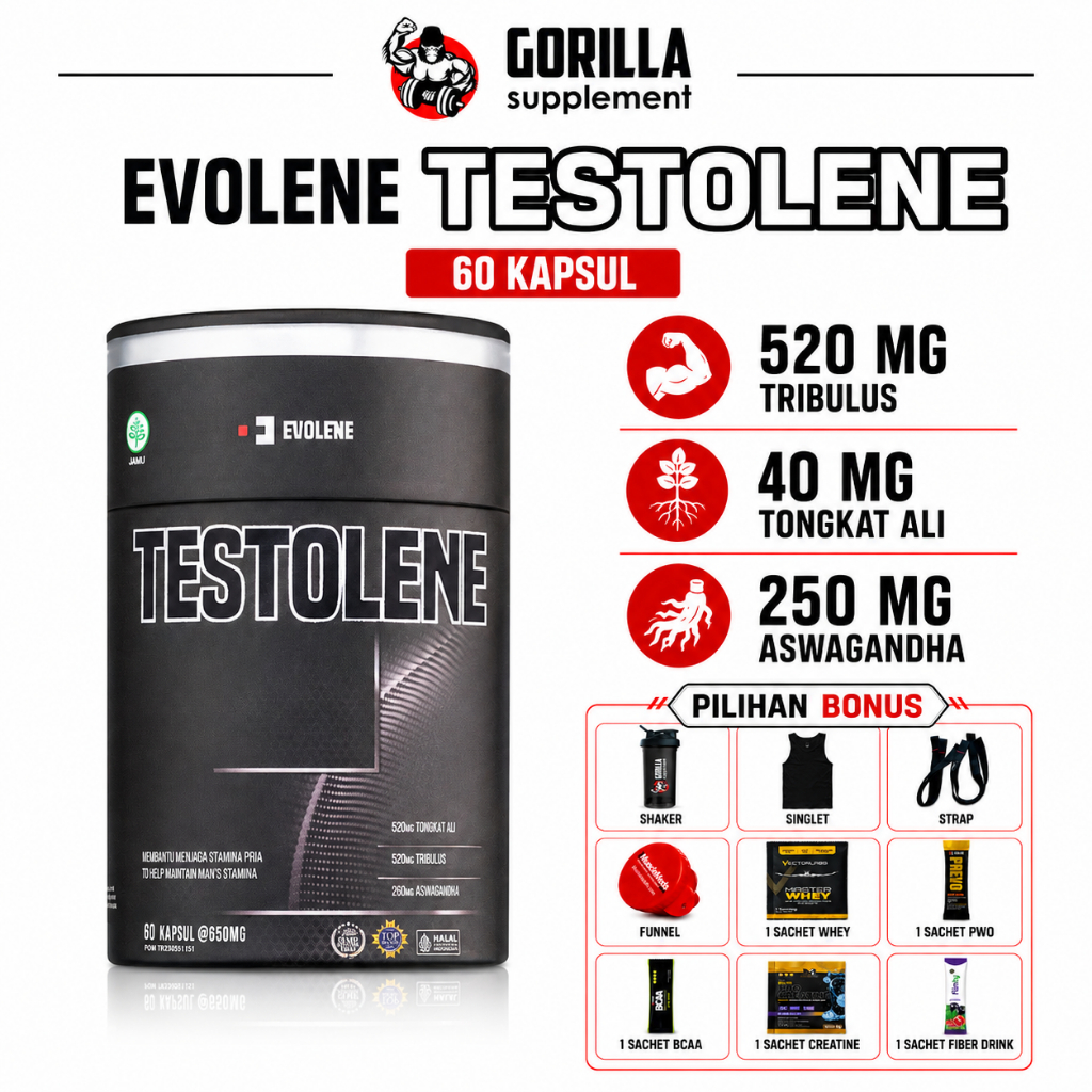 EVOLENE Testolene - Suplemen Fitness - Testosteron Booster