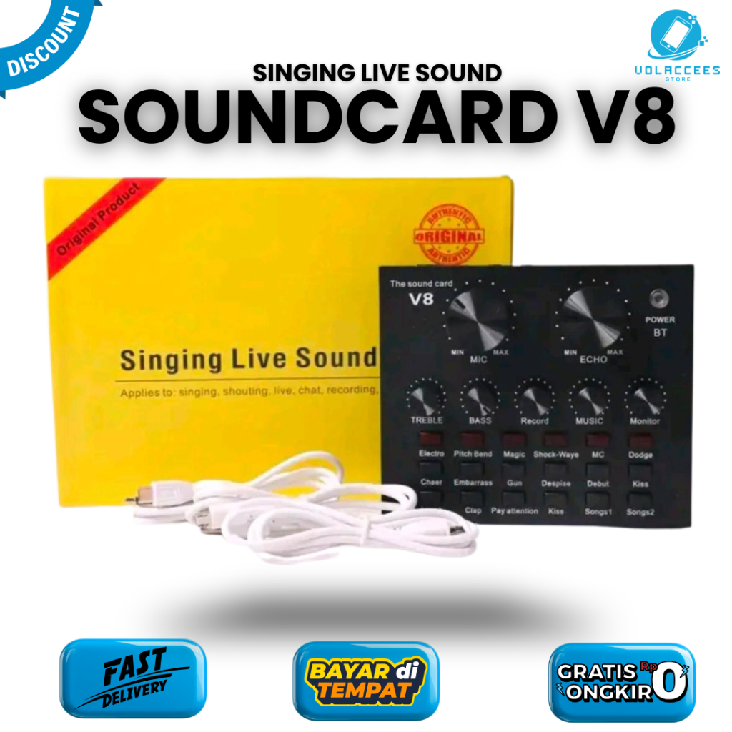 SOUND CARD V8 MICROPHONE PROFESSIONAL LIVE AUDIO EXTERNAL BLUETOOTH SINGING LIVE SOUND