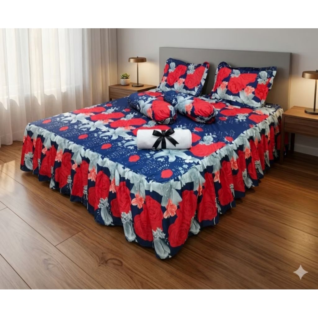 SPREI RUMBAI MOTIF KEKINIAN 180 X 200 ( EXTRA KING ) FREE SARBAN 2 SARGUL 2