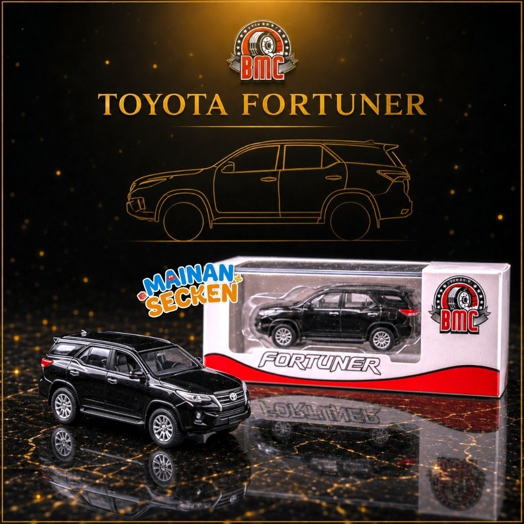 BMC Diecast Toyota Fortuner Hitam RHD (Stir Kanan) - BOX SEGEL