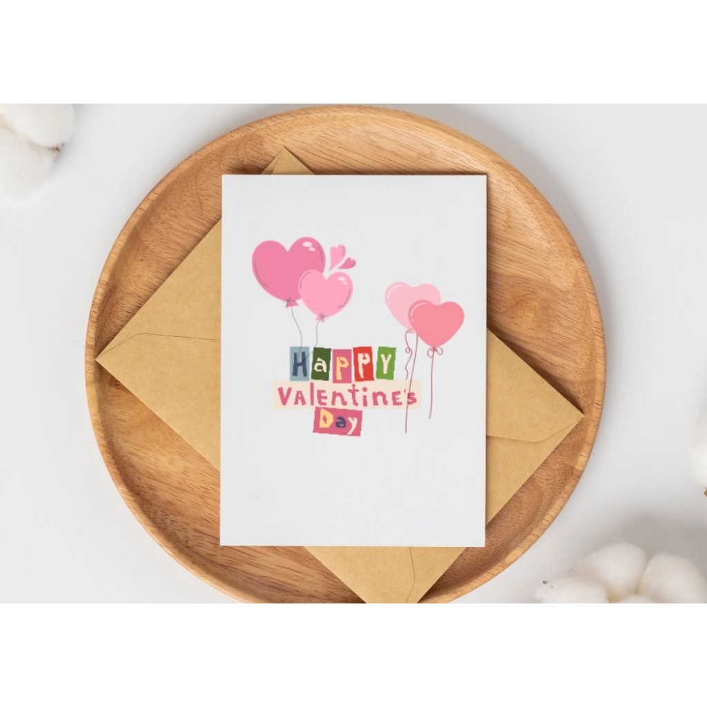 Kartu ucapan polos lipat dan amplop Happy Valentine