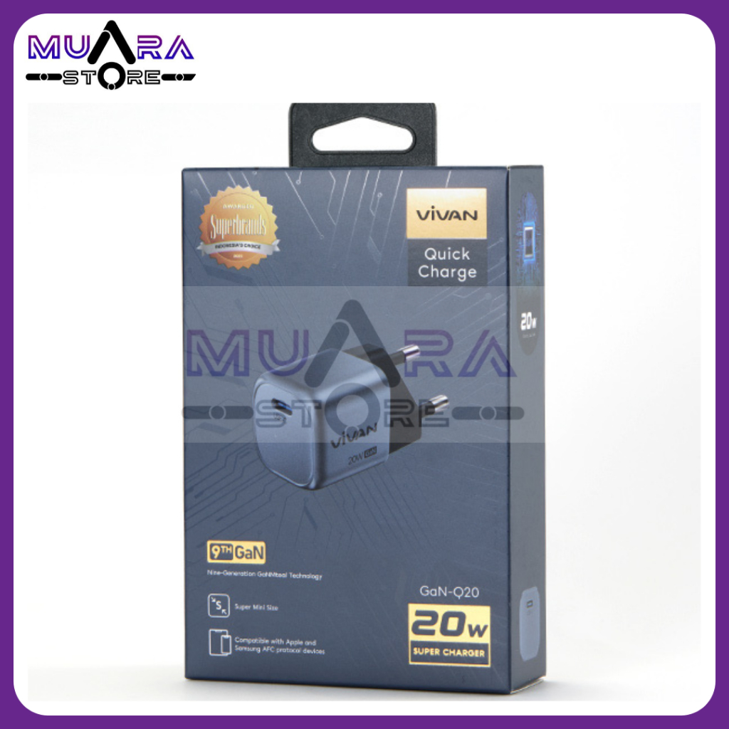 VIVAN GaN-Q20 kepala charher USB-C 20W black