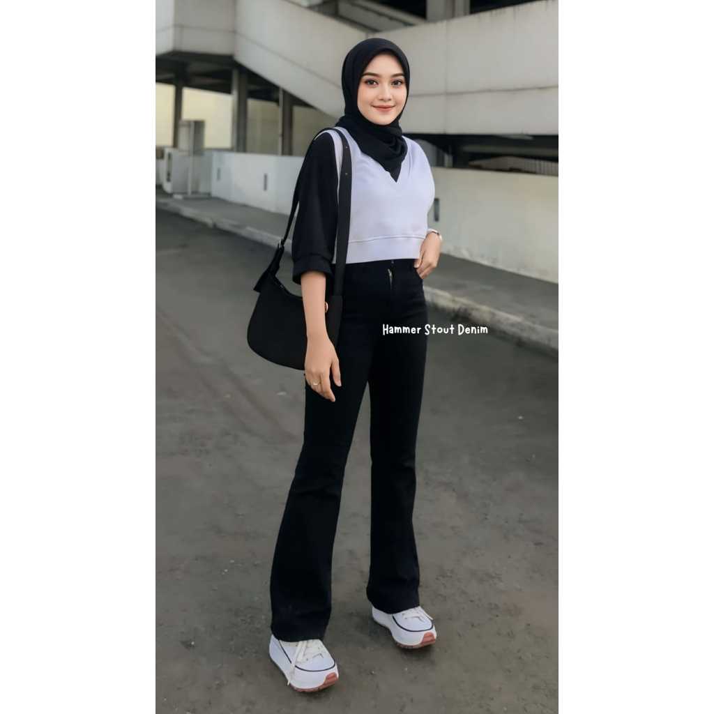 Hummer Stout Denim Highwaist Cutbray Jeans Polos Premium Terbaru Celana Jeans Wanita