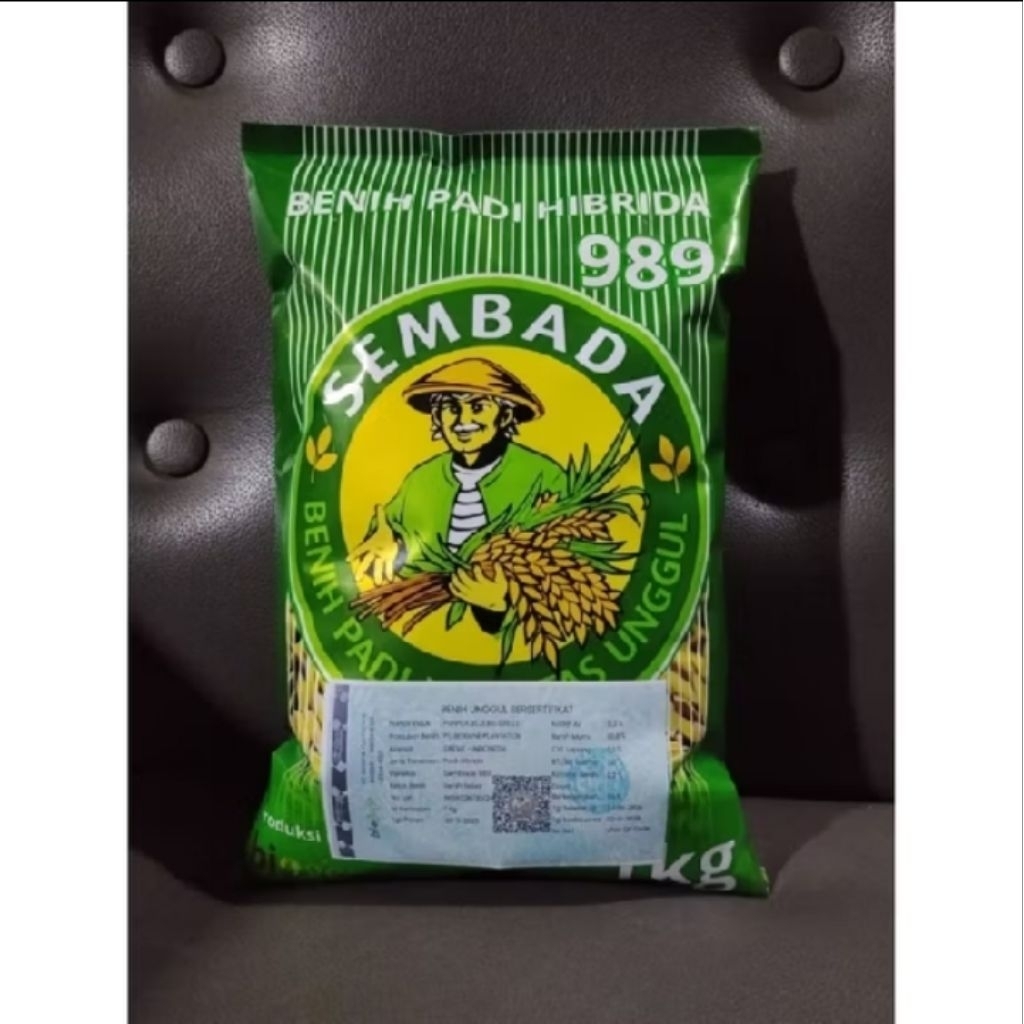 (1KG) BENIH BIBIT PADI HIBRIDA SEMBADA 989 ORIGINAL TERBARU