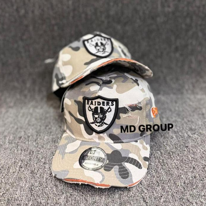 Topi Baseball Cap Loreng Camo White Raiders Kualitas Import Adjustable Unisex Trelaris