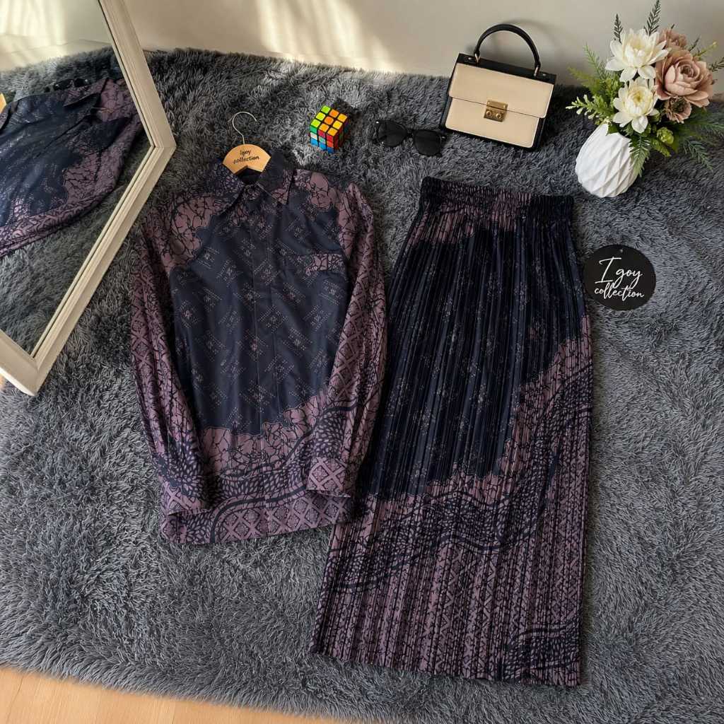Set Couple Kemeja Batik Rok Plisket / Couple Batik / Kemeja Batik Couple Rok